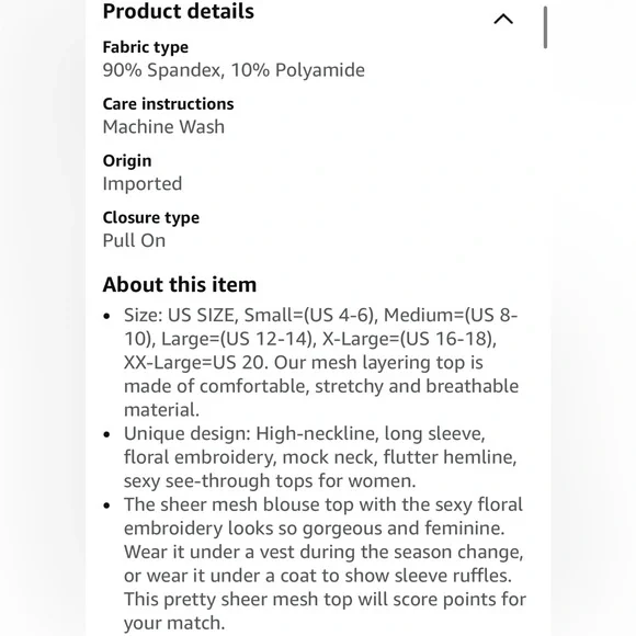 Black Sheer Lace Embroidered Mock Neck Mesh, Long Sleeve Floral Top - Picture 8 of 10